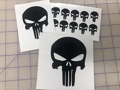 Set Of 10 The Punisher Skull Small Vinyl Decals Phone Laptop Car Helmet Stickers • $3.99