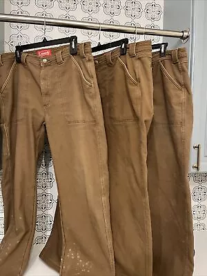 Coleman Fleece Lined Carpenter Pants Size 36 X 32 Brown 3 Pairs Of Pants Total • $29
