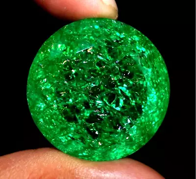 GIE Certified 60 Ct Natural MUZO Colombian Green Emerald Round Unheated Gemstone • £33.06