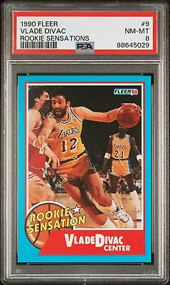 1990-91 Fleer Rookie Sensation #9 Vlade Divac RC | PSA 8 | Los Angeles Lakers • $15.99