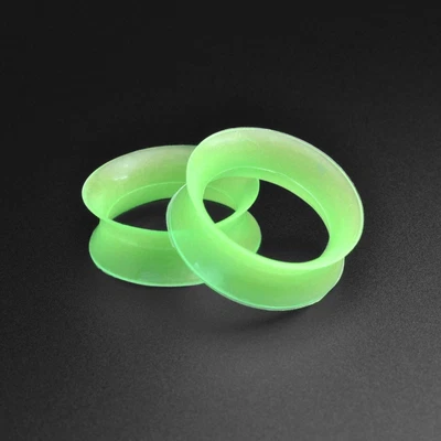 £2.99 • Buy Silicone Flesh Ear Tunnels | Ultra Thin Lime Green Silicone Double Flare Tunnel