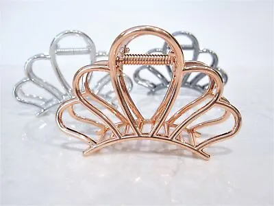 Rose Gold Silver Or Dark Silver Tone Flower Crown Metal Hair Claw Clip • $12.95