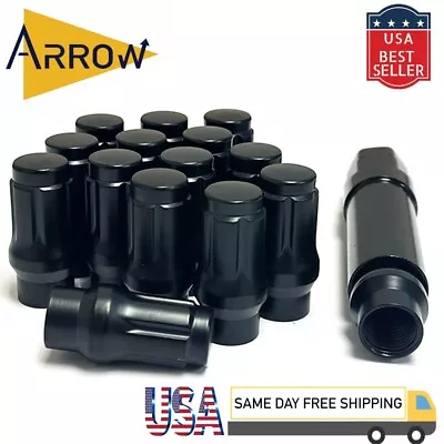 24Pc 12x1.5 Black Extended Thread Spline Lug Nuts ET Tapered Conical Seat + Key • $22.99