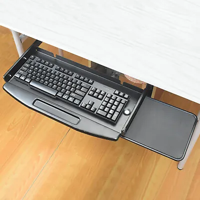 All Steel Keyboard Tray Under Desk Pull Out W/ 360 ° Mouse Tray Computer Drawer • $31.90