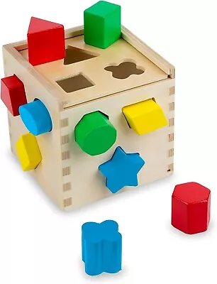 Melissa & Doug Shape Sorting Cube - Classic Wooden Toy With 12 Shapes - Classic  • $13.50