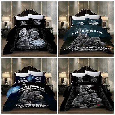 £19.99 • Buy 3D Skull Gothic Love Duvet Cover Bedding Set Pillowcases Single Double King Size
