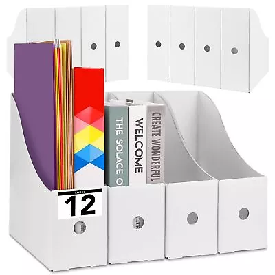 12PCS White Magazine File Holder，Sturdy Cardboard Magazine Holder Vertical Fi... • $20.96