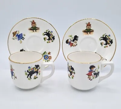 Vintage Bone China Pall Mall Ware 2 X Cups & 2 X Saucers Animation Characters  • £20