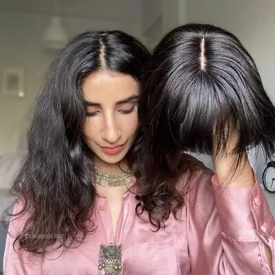 $660 • Buy 8 X8  Jewish Topper Human Hair Silk Top Kosher Sheitel Wig Hairpiece With Bangs