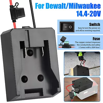 Power Connector Battery Adapter Holder Dock W/Wire For Dewalt/Milwaukee 14.4-20V • $12.98
