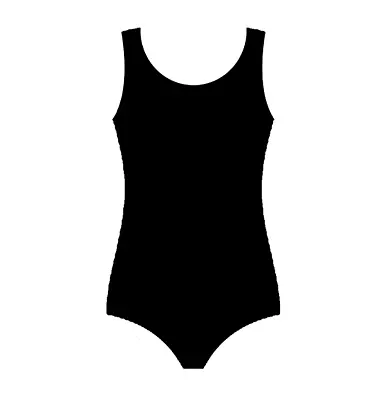 Girls Children's Plain Black Sleeveless Leotard Cotton Rich Dance Wear Bodysuit • £6.75