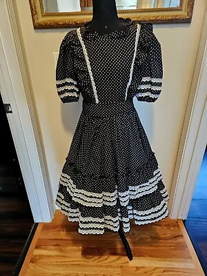 Square Dance Dress Jeri Bee Sz 14 Black Vintage Rockabilly Circle Western • $32