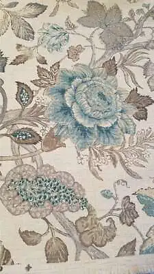 P Kaufmann Big Blue Flower Faux Linen Basketweave  Fabric By The Yard • $21.95