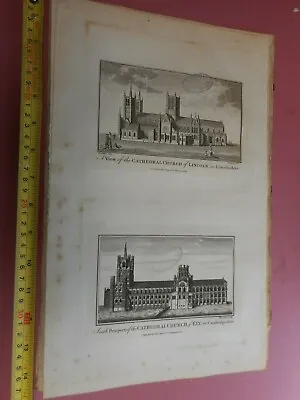 100% Original Engraving C1786 Lincoln And Ely Cathedrals By Hogg Vgc  • £12.95