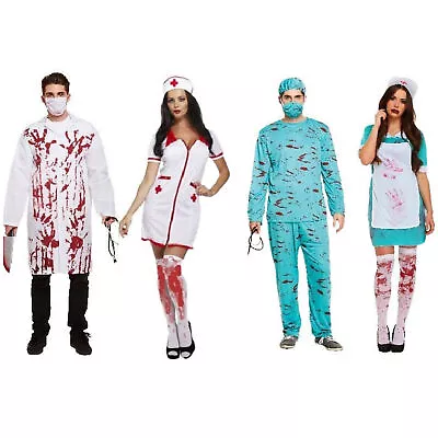 ADULT BLOODY DOCTOR & NURSE Halloween Mens Ladies Fancy Dress Costume Lot Outfit • £11.19