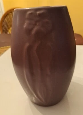 $75 • Buy 1930's ZANESVILLE ART POTTERY STONEWARE MATTE PURPLE FLOWER VASE #101