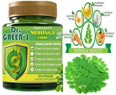 Moringa Oleifera Organic Natural 100% Pure Pills - 120 Count MORINGA 2000  • $14