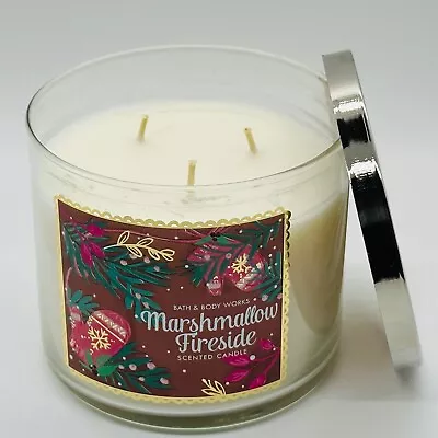 Bath & Body Works Marshmallow Fireside Large Scented 3 Wick Candle 14.5 Oz • $29.95