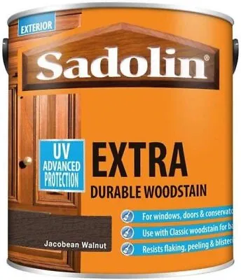 2.5lt Sadolin Extra Solvent Based Exterior Interior Wood Stain Jacobean Walnut • £44.98