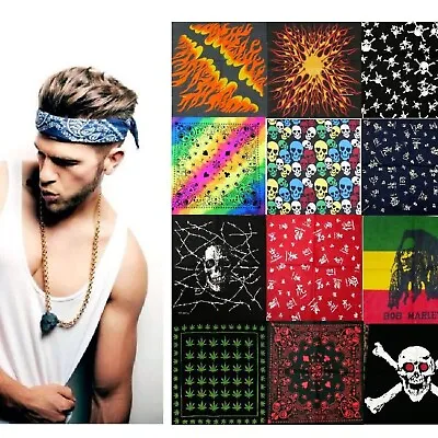 100% Cotton Design Camo Army Skull Pirate Bandanna Cow Boy Girl Biker Bandana • £2.85