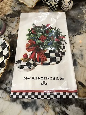 MACKENZIE-CHILDS CHRISTMAS TEA KETTLE COURTLY CHECK Cotton Dish Towel.  NIP. • $30