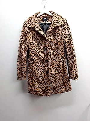 H & M HM Leopard Print Faux Fur Long Coat Size 8 EUC • $29.99