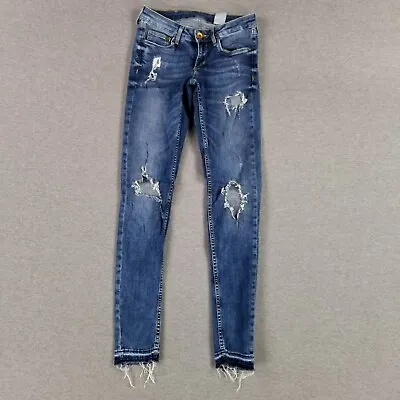 H&M Super Skinny Jeans Size 25/30 Super Low Waist Stretch Jegging Acid Wash • $14.27