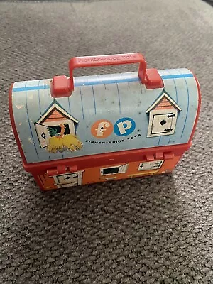 VINTAGE 1962 FISHER PRICE BARN FARM MINI LUNCH BOX With Thermos 549 • $10