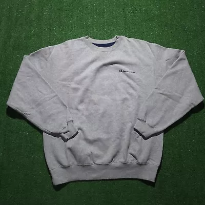 Vintage 90s Champion Blank Small Logo Gray Large Crew Neck Sweatshirt • $19.99