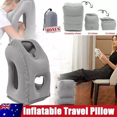 $14.99 • Buy Inflatable Air Cushion Travel Pillow For Airplane Office Nap Rest Neck Head Chin