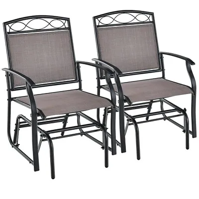 Set Of 2 Outdoor Metal Glider Armchair Patio Porch Poolside Seats With Backrest • $138.99