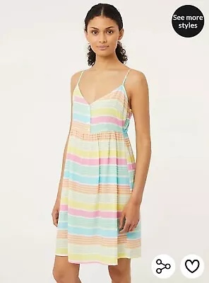 BNWT SIZE 18 GEORGE RAINBOW CANDY STRIPE STRAPPY MINI SUNDRESS L Large Brand New • £14.99