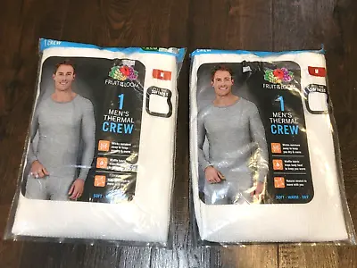 2 Fruit Of The Loom Mens Thermal Crew Layering Shirt Wicking Sz M 38-40 L/S NEW • $19.99