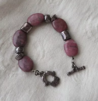 DANON Bracelet Purple Agate Silver Tone Toggle Fastener • £15