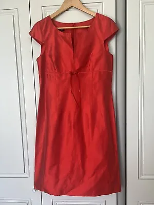 Tara Jarmon Dress 100% Silk In Burnt Orange / Red.  Size 14 / 42.  New. • £34.99