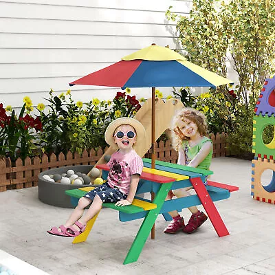 Kids Picnic Table Set With Parasol Seating For 3-6 Years Old • $76.99