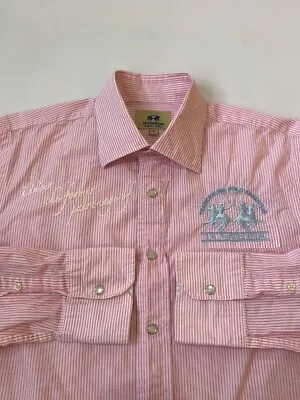 La Martina Men's Pink Striped Button-Down Shirt - Size L - Buenos Aires Collecti • $29.90