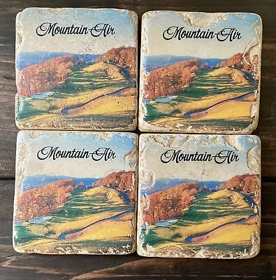 Mountain Air Tumbled Marble Stone Coasters Set Of 4 Cork Back Art And Stone • $17.99