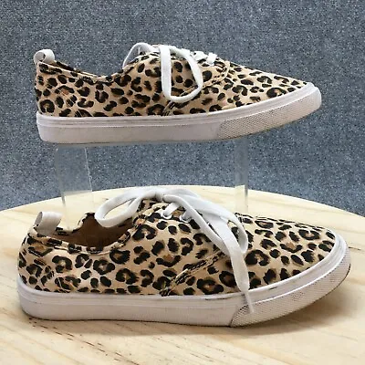 Divided H&M Shoes Womens 40 Leopard Print Comfort Sneakers Brown Fabric Lace Up • $22.49