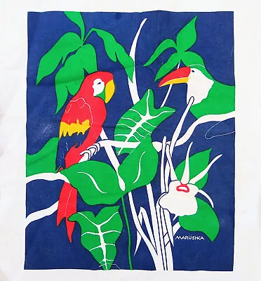 Marushka Tropical Parrot Toucan Screen Print 22X17 Unframed Textile Linen Fabric • $74.99