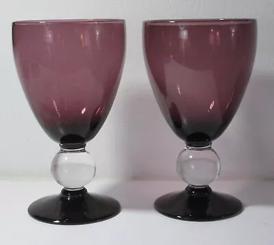 Pair Bryce Contour Amethyst Purple Water Glasses. • $40