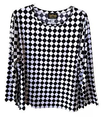 NWT Bob Mackie Wearable Art Checkerboard Top Sz 2X Black And White • $23.99