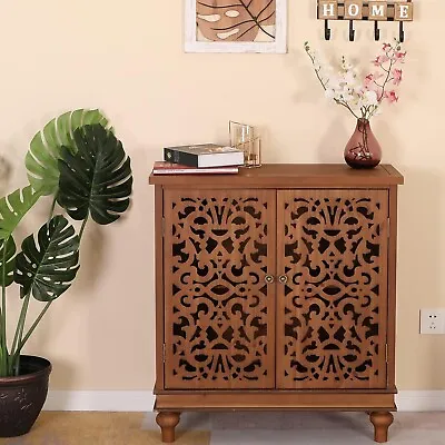 Accent Storage Cabinet Sideboard & Buffet Carved Cabinet Decorative Display • $185.99