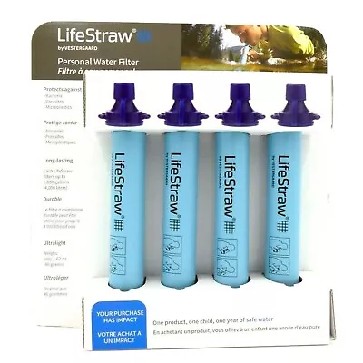 Vestergaard Lifestraw Personal Water Filter Straws Bpa Free Blue New 4pk 28538 • $139