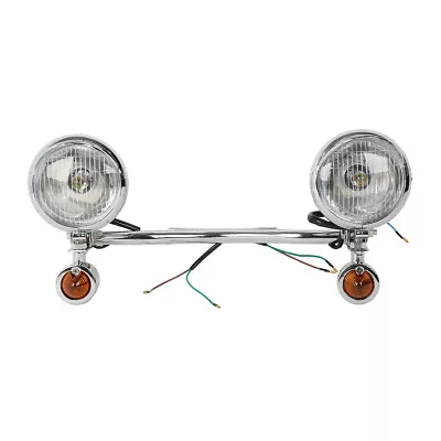 Chrome Motorcycle Driving Passing Turn Signal Spot Fog Lights Bar Fit For Harley • $39.99