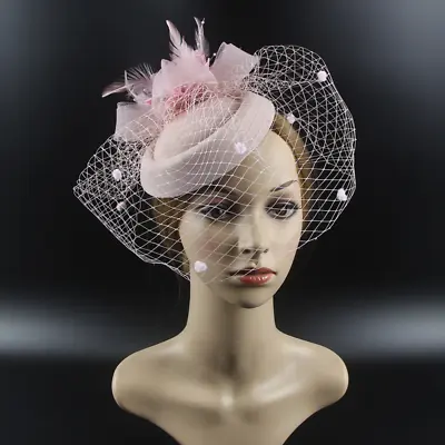 £15.11 • Buy Women Fascinator Hat 20s 50s Pillbox Hat With Veil Wedding Bride Party Headpiece