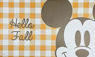 Disney Mickey Mouse Anti-Fatigue Kitchen Mat Rug Hello Fall 18”x30” Orange Plaid • $32.29