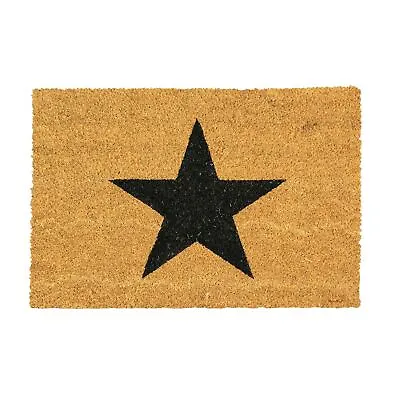 Coir Door Mat Natural Coconut Indoor Outdoor Welcome Mats 90 X 60cm Black Star • £14