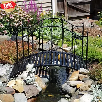 Scroll Metal Garden Bridge Vintage Style Pond Creek Walkway Landscape Yard Decor • $145.97