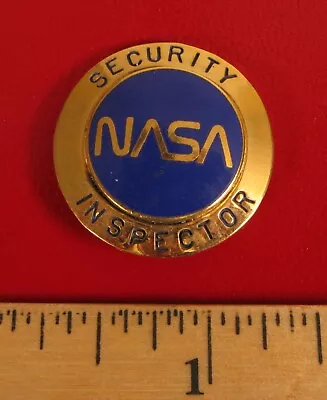 Vintage Obsolete Nasa Security Inspector Officer Guard Enamel Badge Pin Rare !! • $275